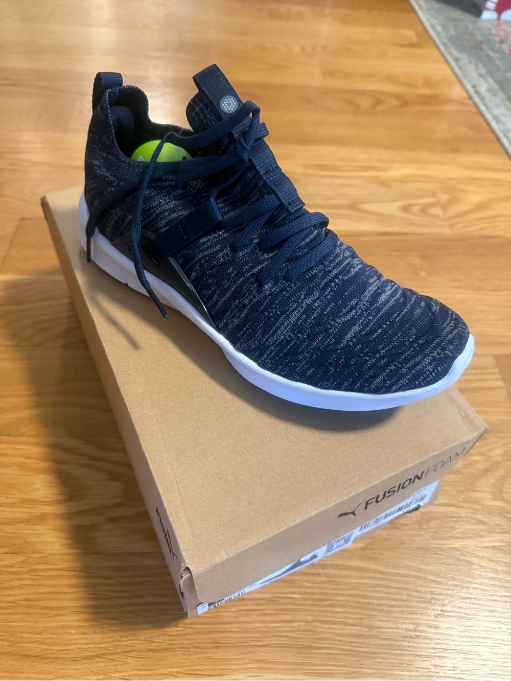 Puma Women's Navy Knit Golf Sneakers with White Sole